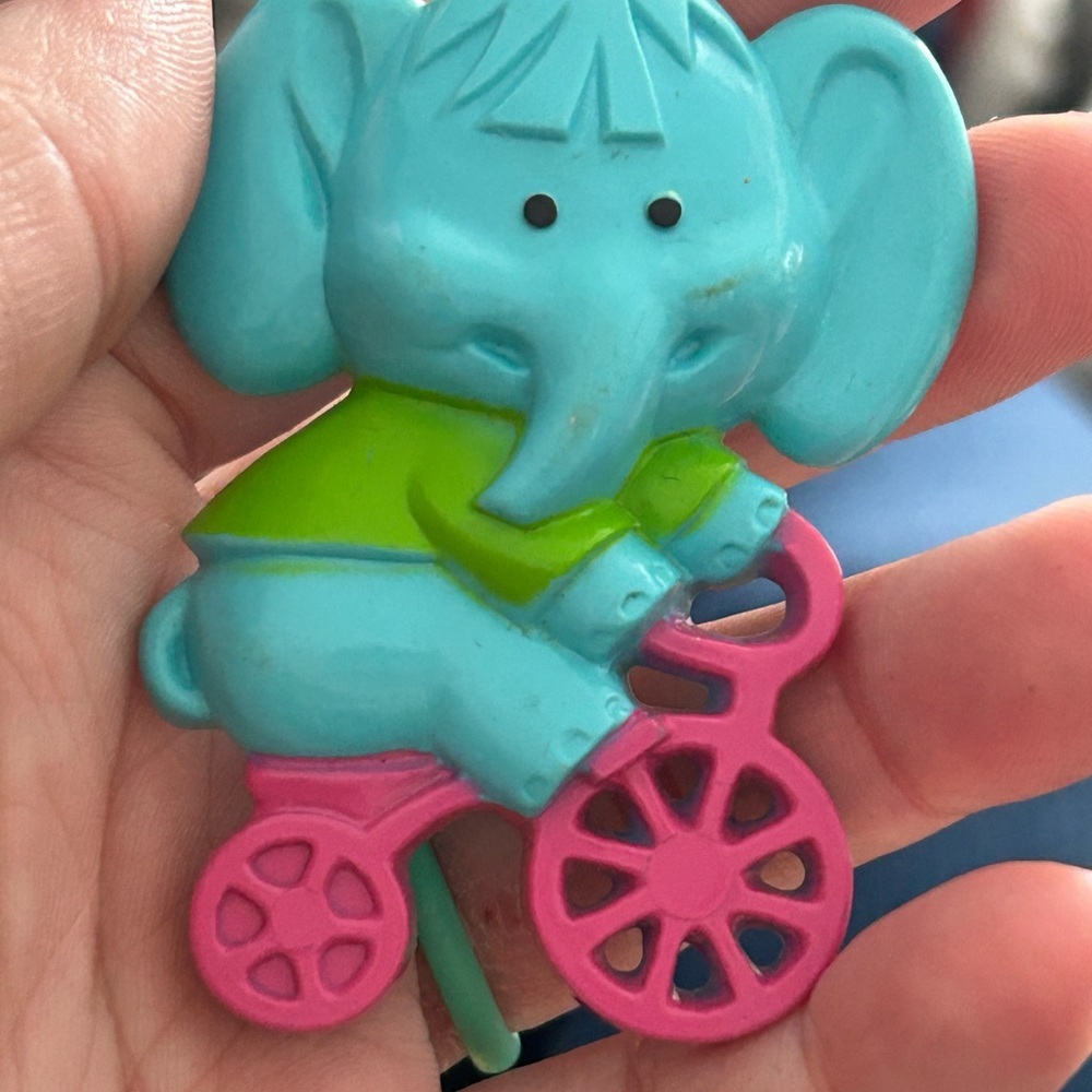Avon Blue and Pink Elephant Brooch